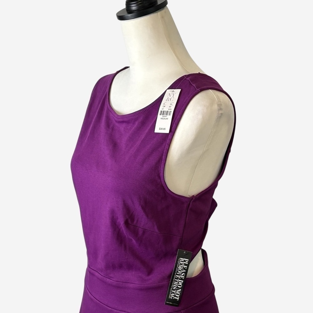 NWT New York & Company Purple Open Back Dress • Size M - Picture 3 of 13